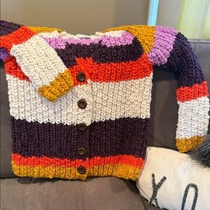 Free People Colorful Chunky Knit Cardigan